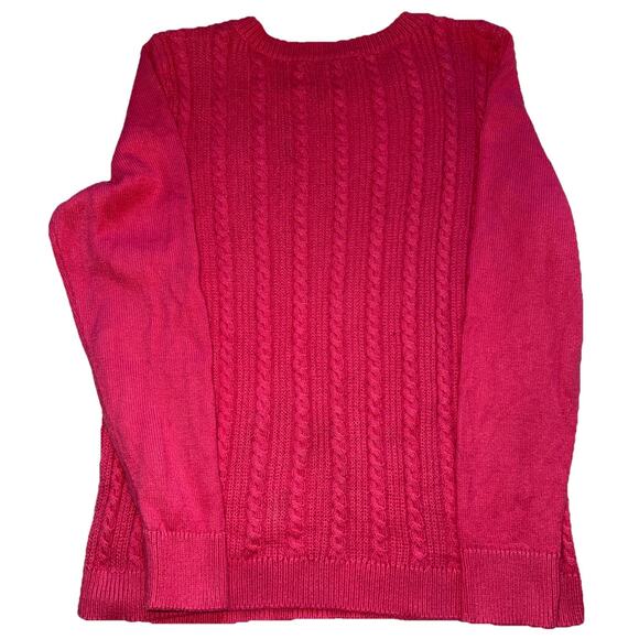 Talbots Sweater Womens Pink Cotton Blend Cable Knit Pullover - Medium Petite - Picture 7 of 7